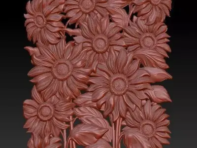 beautiful relief sunflowers 3D model