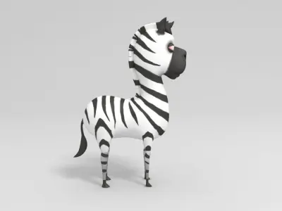 Zebra cartoon 3D model