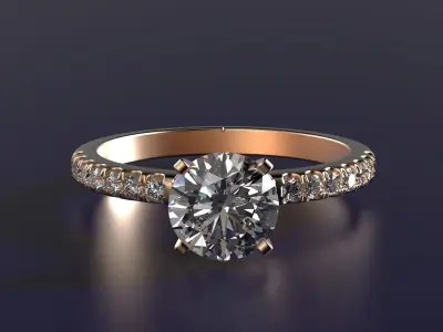 solitare engagement ring 004 3D print model