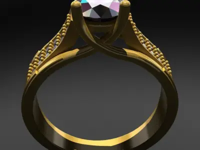 Solitaire Ring 3D print model 24