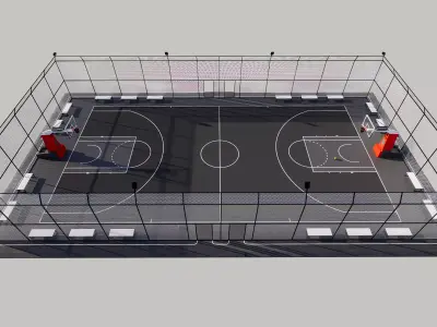 Outdoor Basketball Court Revit family FBC 3D model