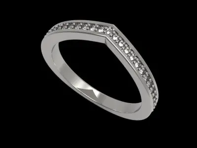 V Shaped Stackable Pave Ring 3D print model