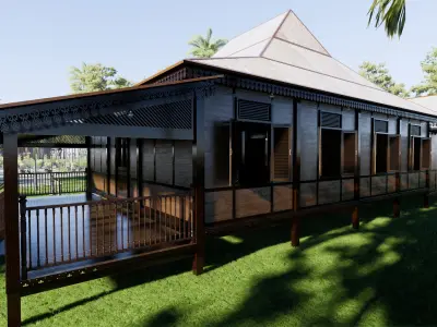 Limas Traditional House of Sambas West Borneo - Type 2 3D model