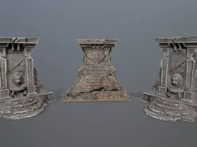 Lion fountain Low-poly 3D model