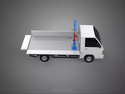 DROPSIDE FOLDING JIB CRANE HOIST HAND CRANK WINCH TRUCK PICKUP 3D model