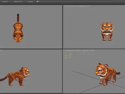 Cartoon little tiger - B Low-poly 3D model