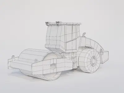 Low Poly Road Roller Low-poly 3D model
