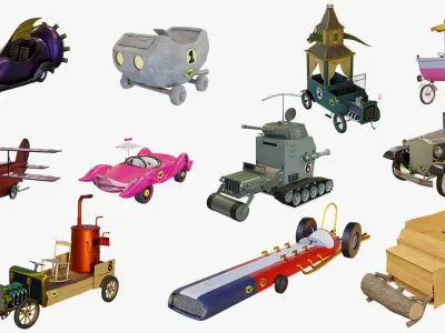 All Cars from Wacky Races  3D Model Pack