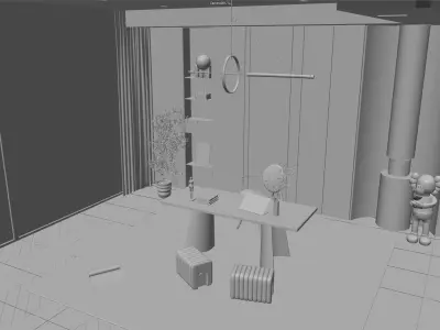 Office Workplace Interior Scene  3D model