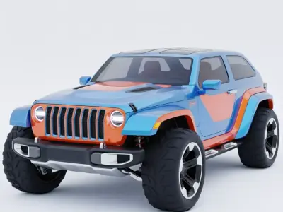 Futuristic Concept Off-Road 4x4 SUV Low-poly 3D model
