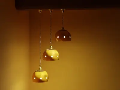 Lamps three pendant lights hanging from ceiling with walls Free 3D model