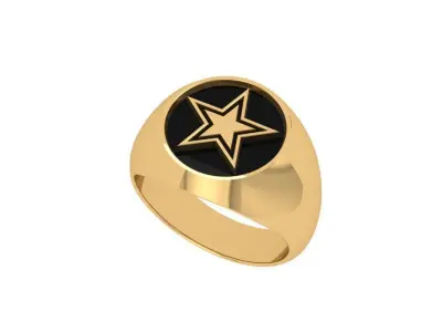 Star Signet Ring-Star Ring-Mens Star Signet Ring-Men  3D print model