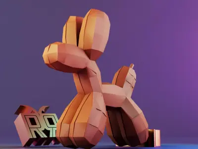 Low Poly Balloon Dog kaws 3D print model