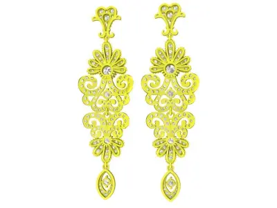 A7828 Indian Style Diamond Drop Earring 3D print model