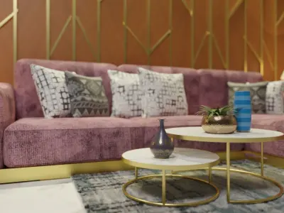 4 Seater Sofa Low-poly 3D model