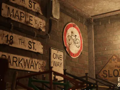 Bicycle Repair Shop Environment Low-poly 3D model