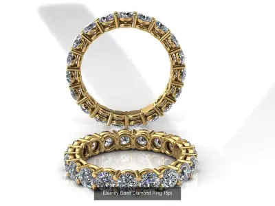 Eternity Band Diamond Ring 15pt 3D Model Pack