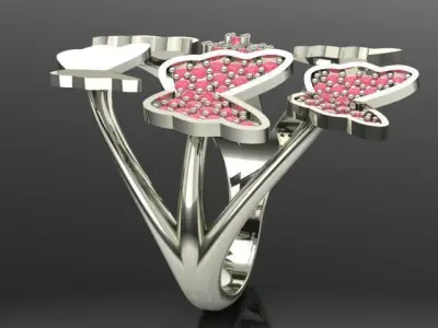 Butterfly Ring Gold Silver Rings 3D printing model 3D print model