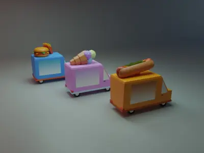 Food Cars Low-poly 3D model