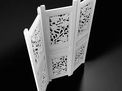 Folding Screen with Decorative Carving 3D model