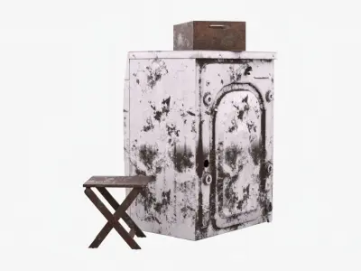 4K ruined laundry  decoration 3D model