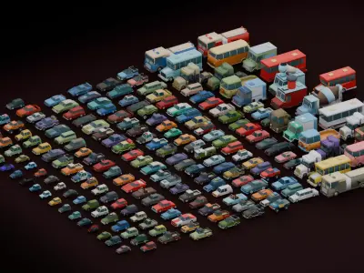 200 Low Poly Vehicles Pack Low-poly 3D model