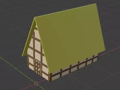 Low Poly House with roof Free low-poly 3D model