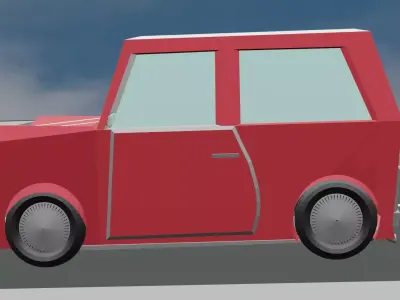 stylized classic hatchback inspired by Mini Cooper Low-poly 3D model