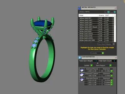 Cushion Cut Center Stone Ring with Diamond Accents 3D print model
