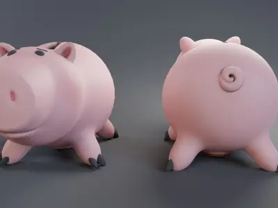 Toy story - Hamm the piggy bank rigged 3D model