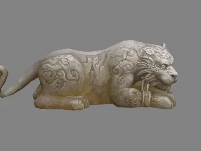 A Crouching Stone Tiger Sculpture Low-poly 3D model