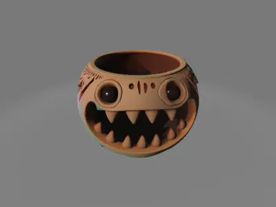 Cartoon Tribal Face Ashtray 3D print model