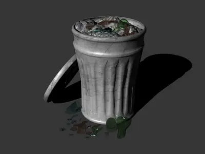 OutDoor Street Bin with Broken Glass - GAME READY Free low-poly 3D model