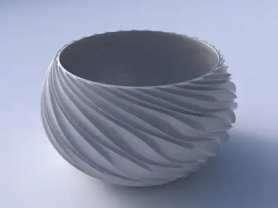 Bowl spheric twisted with wavy extruded lines 3D print model