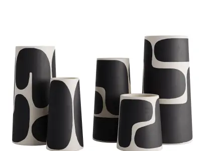 Hand painted ceramic vase collection 3D Model Pack