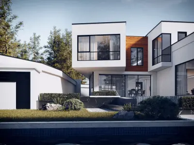 Luxury Modern Villa Exterior  Realistic Architecture Scene 3D model
