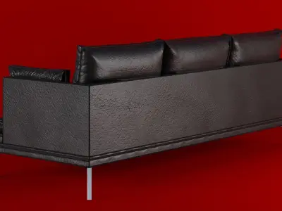 Black Leather Couch Low-poly 3D model