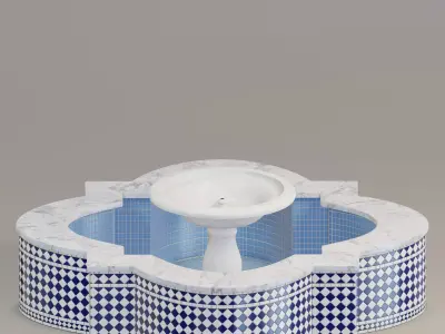 Quatrefoil mosaic fountain 3D model