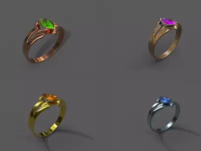 High-Quality 3D Ring Model Pack 4 Low-poly 3D model
