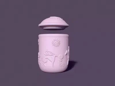 cup with lid decorated with petroglyphs for casting 3D print model