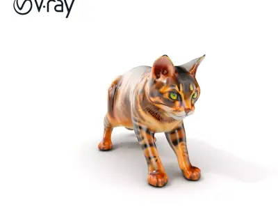 Bengal Cat D Model Pack with Realistic Textures Low-poly 3D model