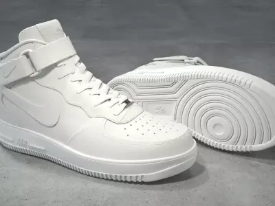 Nike Air Force 1 Mid white Low-poly 3D model