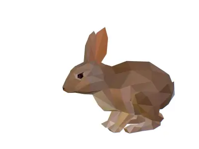 Animated White Rabbit Lowpoly Art Style Low-poly 3D model
