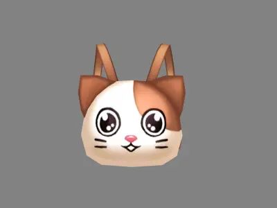 Cartoon children school bag - cat backpack Low-poly 3D model