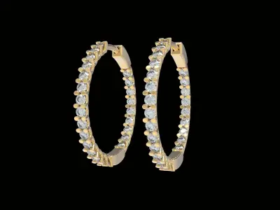 Inside Outside Diamond Hoop Earring small size 3D print model