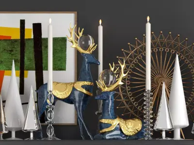 Decorative set of sculptor and decoration elements 3D model