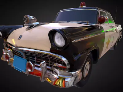 Vintage Police Car - Low Poly Low-poly 3D model
