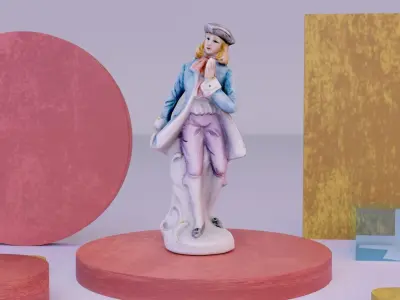 Gentleman statue Low-poly 3D model