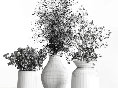 Bouquet set concrete vase 19 3D model