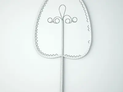 Mid-Century Wicker Fan Wall Art 3D model